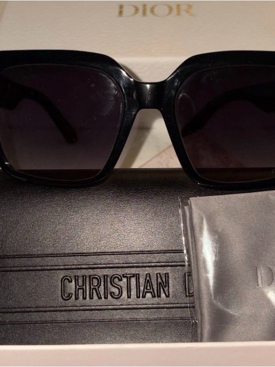NEW! Dior Black Sunglasses 30 Montaigne Gold Crystal CD Emblem